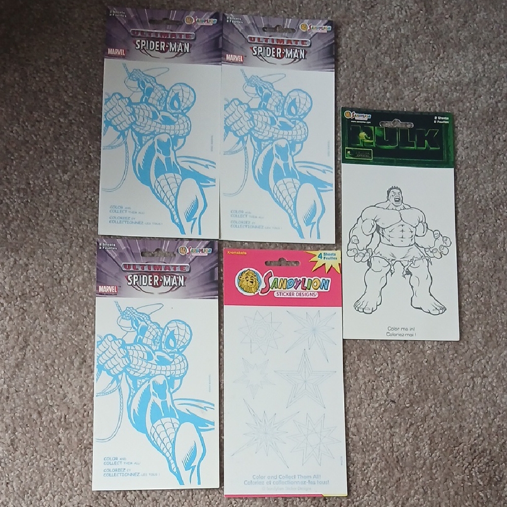 Marvel Spider-Man and Hulk Coloring Set - Blue and Black Designs